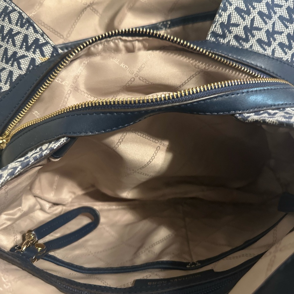 Michael Kors Navy Blue Monogram Tote and Wallet Set - Picture 5 of 9